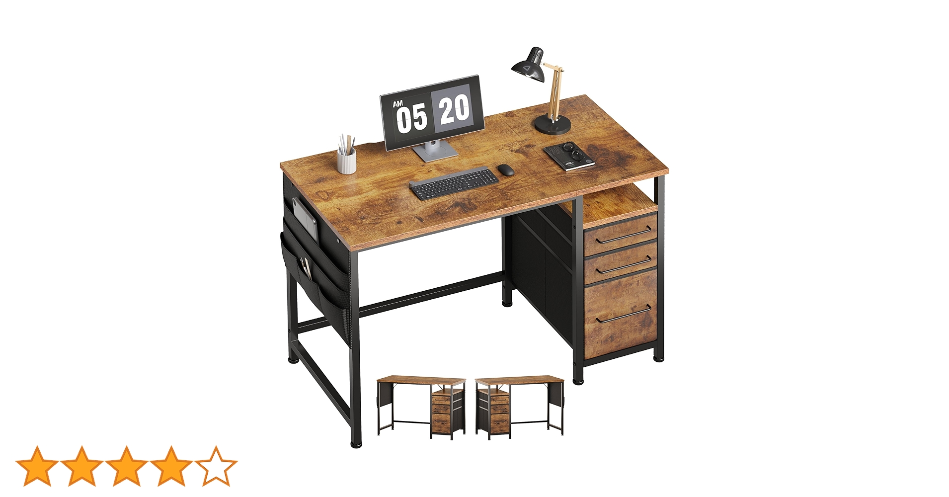 【Maihail】デスク幅120 机 pcデスク 引き出し付き ヴィンテージ Amazon | Maihail パソコンデスク引き出し付き 学習机 pcデスク